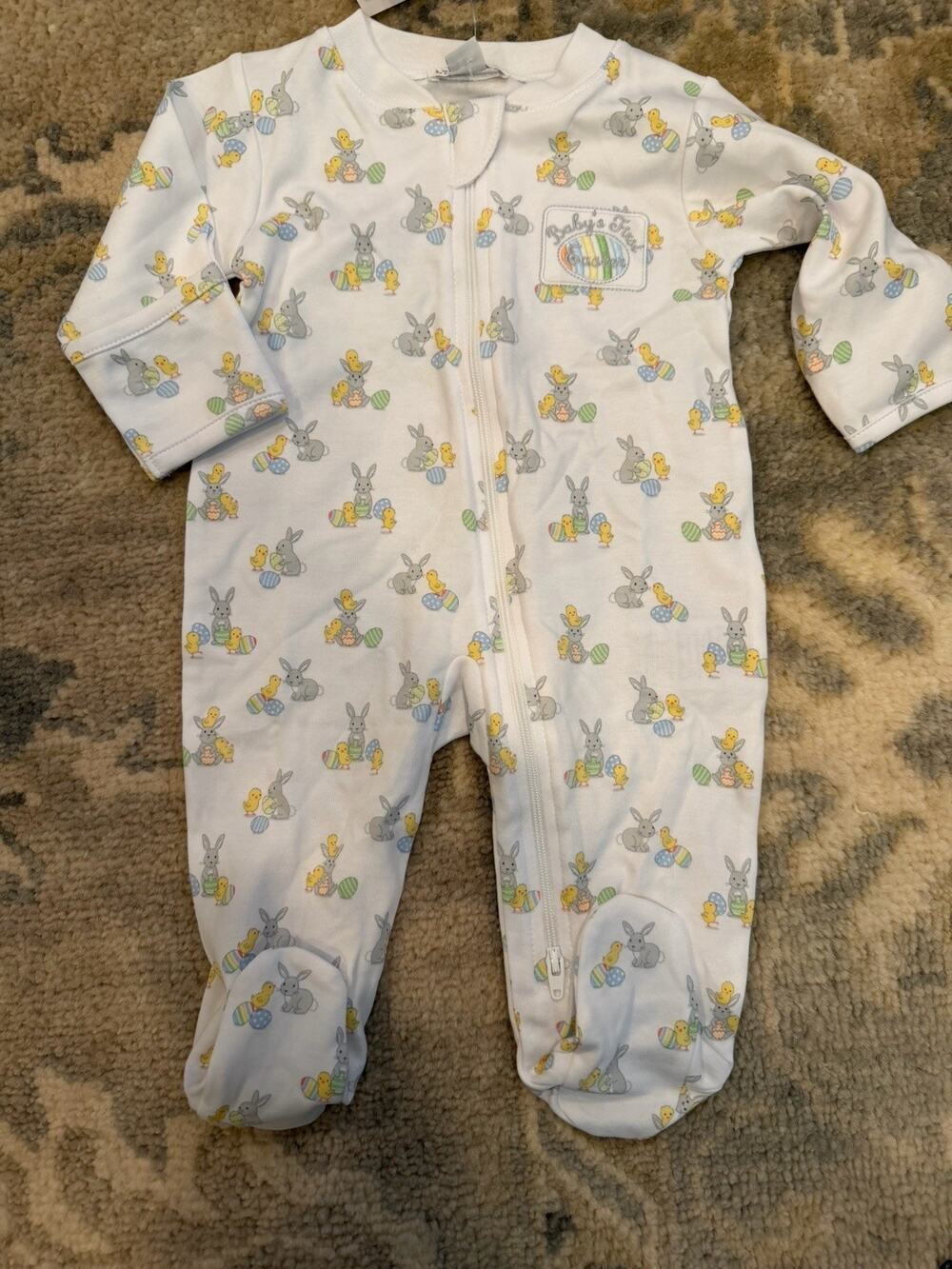 Kissy Kissy BABY's 1st Easter Pima Cotton Footie Zipper 0-3 Months NWT